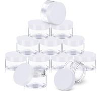 SATINIOR Empty 12 Pack Clear Plastic Slime Storage Favor Jars Wide-mouth Plastic Containers with Lids for Beauty Products, DIY Slime Making or Others (2 oz, White)