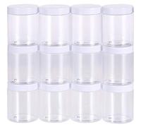 SATINIOR Empty 12 Pack Clear Plastic Slime Storage Favor Jars Wide-mouth Plastic Containers with Lids for Beauty Products, DIY Slime Making or Others (10 oz, White)