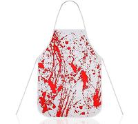 SATINIOR Halloween Bloody Apron Adult Blood Splatter Butcher Chef Apron Scary Novelty Halloween Costume Horror Zombie Dress up Costume Kitchen Cooking Clothing, One Size