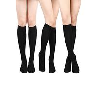 SATINIOR Knee High Socks Casual Solid Knit High Socks Boot Socks for Women (Black, 3)