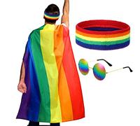 SATINIOR LGBTQ Gay Lesbian Pride Rainbow Set, Rainbow Pride Cape Headband Sunglasses for Festivals Party Celebration and Daily Wear