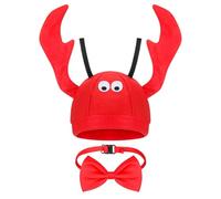 SATINIOR Lobster Hat Adjustable Red Costume Fancy Hats Funny Hats with Bow Tie for Adults Women Men Halloween Easter Christmas Party Decorations Costume Accessories