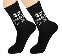 SATINIOR New Daddy to Be Socks Including a Pair of Bad Pun Humor Socks and a Heart Shape Wooden Keepsake for Father Birthday Party Decoration