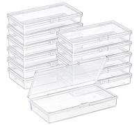 SATINIOR Pack of 12 Clear Plastic Bead Storage Containers with Hinged Lids for Beads and More (12.8 x 6.1 x 2.45 x 2.9 inches)
