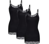 SATINIOR WILLBOND 3 Pack Women Tank Tops Lace Cami Camisoles Adjustable Spaghetti Strap Lace Tank Top for Girls Wearing - Multicoloured - Large