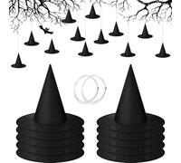 SATINIOR Witch Hat Halloween Costume Witch Hat Black Hanging Witch Hat with Hanging Rope Accessory and Transparent Seamless Hooks (24 Pieces) (SATINIOR-QWG923921)