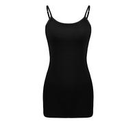 Satinior Women's Camisole Tank Top Adjustable Spaghetti Strap Camisole Basic Long Camisole, Black/White, XL
