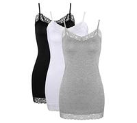 Satinior Women's Tank Tops Cami Camisoles Spaghetti Strap Tank with Lace Trim - Multicolour - Small