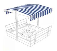 SATINIOR Wooden Sandbox Replacement Canopy Blue and White Top Cover for 47x63 Inch Sandbox w/Foldable Benches UV Resistant Waterproof Oxford for Outdoor Shade Shelter