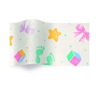 SatinWrap Luxury Printed Tissue Wrapping Paper Baby Prints 5 Sheet