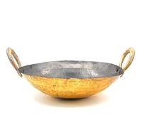 Satisfactory Nation Indian Traditional Hammered Tin Coating Brass Kadai Karahi Cooking Kadai Pots & Pan Cooking Woks Capacity 3 Liter Tin Coated