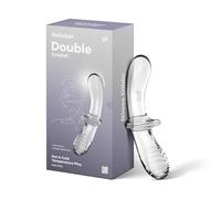 Satisfyer Double Crystal | G-Spot Dildo | Borosilicate Glass Adult Sex Toys | Smooth and grooved Structure for more Stimulation | Handle and Wide Base Safe Play | Penis Toy for Women