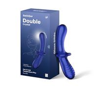 Satisfyer Double Crystal | G-Spot Dildo | Borosilicate Glass Adult Sex Toys | Smooth and grooved Structure for More Stimulation | Handle and Wide Base Safe Play | Penis Toy for Women