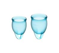 Satisfyer Feel Confident Menstrual Cups | Set 15 & 20 ml | Comfortable | Eco-Friendly | Reusable Period Cups | Easy Use & Clean | Colour: Light Blue