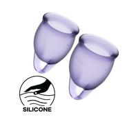 Satisfyer Feel Confident Menstrual Cup 2 Pieces | Reusable & Sustainable Menstrual Cups, 15 & 20 ml | Easy Cleaning & Comfortable | Long-Lasting Protection Medical Silicone: Lilac