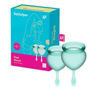 Satisfyer Feel Good Menstrual Cup 2 Pieces | Reusable & Sustainable Menstrual Cups, 15 & 20 ml | Easy to Clean & Comfortable | Long-Lasting Protection Medical Silicone: Green