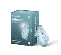 Satisfyer Mission Control | 10cm | Double Air Pulse Vibrator | 2-in-1 - Pressure Waves and Vibration | Rechargeable Battery | Waterproof (IPX7) | Skin-Friendly Silicone, Colour:Light Blue