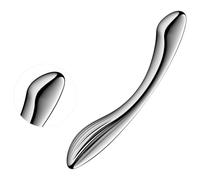Satisfyer Pure Gravity 1 - Ribbed Steel Dildo (Silver)
