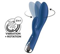 Satisfyer Spinning Rabbit 1 Rabbit Vibrator | Rotation for G-Spot and Clitoris | Silicone Sex Toy for Women | Rotation Function Stimulation | 12 Vibration and 5 Rotation Programmes | Blue