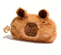 Satiskid 1 Capybara Animal Pencil Pouch, Cute Pencil Case with Detachable Plush Capybara Pen Bag, Kawaii Zipper Pouch for School Office Supplies, Desk Organizer Storage Bag