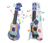 Satiskid 10 inches Kids Ukulele Guitar Toy, Simulation Mini Ukulele with 4 Adjustable Strings, Kids Plastic Ukulele Guitar Toy, Mini Guitar for Boys and Girls (Purple A)