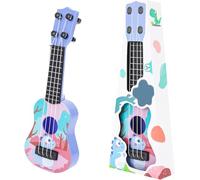 Satiskid 10 inches Kids Ukulele Guitar Toy, Simulation Mini Ukulele with 4 Adjustable Strings, Kids Plastic Ukulele Guitar Toy, Mini Guitar for Boys and Girls (Purple C)