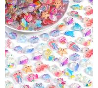 Satiskid 100 PCS Mini Resin Luminous Ocean Animals, Tiny Ocean Animals Figurines, Glow in the Dark Miniature Figurines for DIY Craft Garden Landscape Potted Plants Fish Tank Decorations