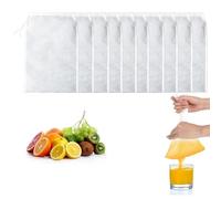 Satiskid 10pcs Cheese Cloths for Straining, 30x20cm Nylon Reusable Micron Mesh Filter Bags Washable Drawstring Bags for Juice Wine Cheese Coffee Milk, Food Straining, 200 Mesh