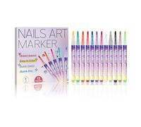 Satiskid 12 Colours Nail Polish Pen Set, 3D Gel Nail Art Marker for DIY Designs - Water-based, Quick-Drying Nail Art Pens for Beginners & Professionals