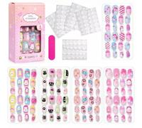 Satiskid 120 PCS Kids False Nails, Kids Stick on Nails Self Adhesive Nail Art Kit Cute Press on Nails for Girls Creative Nail Art, Gift for Kid