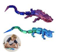 Satiskid 2 Pcs 3D Printed Animals, Realistic Articulated Lizard Fidget Toy, 30cm Reptile Model for Stress Relief Movable Joints, Unique Desk Decor, Party Favors, Vibrant Blue-Purple & Blue-Green
