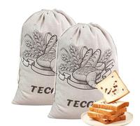 Satiskid 2 PCS Linen Bread Bags for Homemade Bread, 30 X 40cm Large Bread Bag with Drawstring, Reusable Portable Food Vegetable Fruit Storage Bag, Baguette Storage Bags, Storage for Artisan Bread