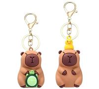 Satiskid 2 PCS Silicone Capybara Keychains, Cute Capybara Pendant Key Ring, Cartoon Animal Figure Pendant for Car Keys Backpacks Bags Keychain Lovers