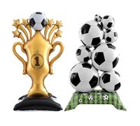 Satiskid 2 Pcs Soccer Trophy Balloon, Standing Football Champion Balloon with Large Champion Trophy Gold Balloons Set, Football Balloons Tower for Sports Theme Party Decorations