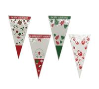 Satiskid 200 Pcs Christmas Sweet Cone Bags With Twist Ties - 13x25cm Clear Cellophane Holiday Triangle Cones for Stocking Fillers, Kids Gifts, Cookies - Xmas Party Supplies