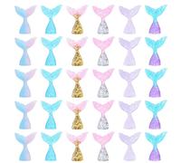 Satiskid 30 Pcs Acrylic Mermaid Tail Cake Toppers Mini Mermaid Tail Figures Cake Toppers Small Mermaid Cake Decorations for Magical Birthdays, Baby Showers & Under the Ses Ocean Themed Parties