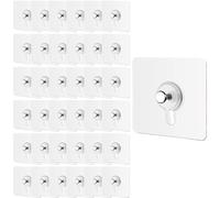 Satiskid 30 Pcs Self-Adhesive Picture Hooks Heavy Duty Adhesive Picture Hangers Without Nails Transparent Wall Hooks for Picture Frames, Posters, Photos
