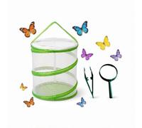 Satiskid 3Pcs Butterfly Kits Insect Starter Kit, Green Bug Catcher with Collapsible Butterfly Net, Magnifier and Tweezers, Outdoor Observation Habitat for Kids Nature Exploration