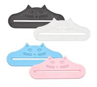 Satiskid 4 Pack Cat Food Pouch Squeezer, Cat Treat Dispenser Spoon for Wet Snacks, Pet Feeding Tool for Kittens Dogs, No Waste Design, Black White Pink Blue