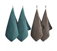 Satiskid 4 Pcs Barista Cloth, Reusable Coffee Cloth Set, Microfiber Coffee Machine Accessories with Hanging Loop,30x30cm Absorbent Quick-Dry Waffle Weave Towels for Espresso Wand, Countertop, Spills