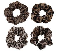 Satiskid 4 Pcs Leopard Print Scrunchies,Satin Scrunchies for Women, Large Hair Scrunchies with High Elasticity, Soft Textured Leopard Print Accessories for Girls