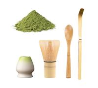 Satiskid 4 PCS Matcha Whisk Set, Ceramic Chasen Holder, Bamboo Tea Scoop, Bamboo Chasen, Chashaku, Tea Ceremony Accessory for Making Matcha, Japanese Matcha Tea Tool Set