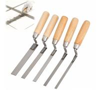 Satiskid 5 Pcs Pointing Trowel Set, 6/8/10/12/15 mm Stainless Steel Finger Trowels Brick Tiling Tools, Masonry Work, Repointing, Gap Filling, Jointing Kit for DIY Bricklayer Masonry Mortar Work