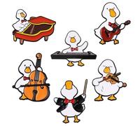 Satiskid 6 Pcs Animal Pins Set, Cartoon Duck Band Enamel Pin with Musical Instruments, Cute Brooch Badge Lapel Pin Accessories for Bags Jackets Backpacks, Music Theme Animal Pins