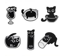 Satiskid 6 Pcs Animal Pins Set, Cartoon Duck Band Enamel Pin with Musical Instruments, Cute Brooch Badge Lapel Pin Accessories for Bags Jackets Backpacks, Music Theme Animal Pins (Black)