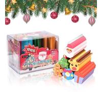 Satiskid 6 Pcs Christmas Eraser Set, Novelty Creative Erasers for Kids, Christmas Cuttable Cartoon Pattern Eraser for Party Favors, Games Prizes, Students Stationery