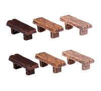 Satiskid 6 PCS Mini Resin Bench, Vintage Miniature Park Benches, Tiny Furniture Dollhouse Accessories for Fairy Garden, Moss Micro Landscape, DIY Craft & Photo Prop