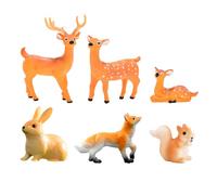 Satiskid 6 Pcs Woodland Animals Figures Toys with Deer, Fox, Rabbit, Squirrel, Realistic Forest Animals Figurines Miniature Deer Figures Ornaments for Woodland Theme Cake Toppers Christmas Party Décor