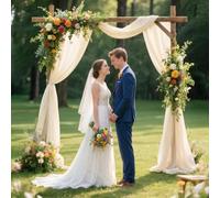 Satiskid 6m Wedding Arch Draping Fabric, 29.5x118 Inch Chiffon Sheer Voile Backdrop Curtain, Polyester Drapery for Ceremony Ceiling Party Decor (Ivory)