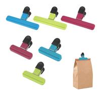 Satiskid 6Pcs Bag Clips for Food Storage, Reusable Multicoloured Food Sealing Clips for Snacks Coffee Chip Bags Home Kitchen Office Camping (2 Sizes)